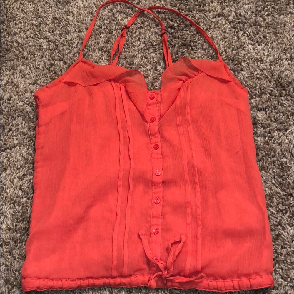 🌼4/$20 Hot pink/Peach colored spaghetti shirt